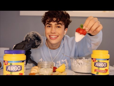 ASMR- Cornstarch Mukbang🌽(Ice Eating, Charcuterie)