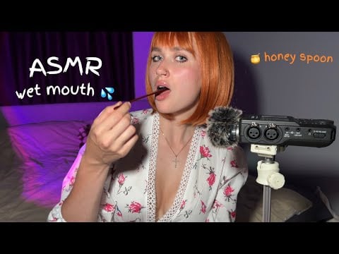 ASMR Honey Spoon Sounds 🥄 Super Wet Mouth Sounds 💦✨