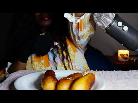 Eat Corndog And Syrup ASMR Eating Sounds