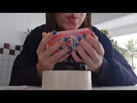 ASMR caseirinho tapping em compras de mercado, voz suave e sons de boca