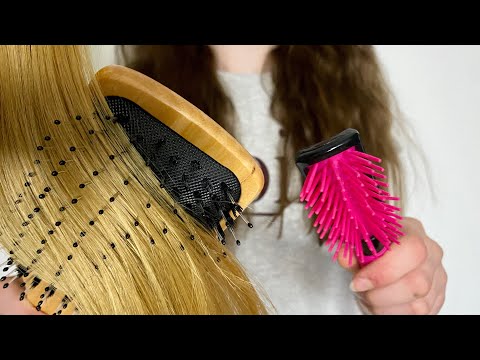 ASMR Brushing + straightening your hair | real hair | bangs combing | actual camera touching