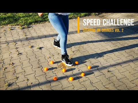 Speed Challenge - Stepping on oranges Vol. 2 #heels #crush #asmr #legs #foot