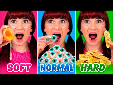 ASMR Soft, Normal, Hard Food Challenge Gummy Eyeballs Mukbang