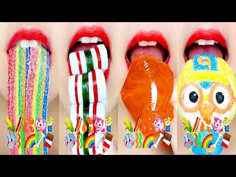 Emoji Yummy Food Eating Sounds 이모지 입술 먹방 [ASMR MUKBANG]