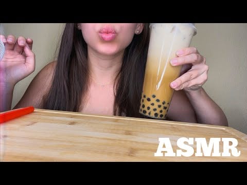 ASMR ( VIETNAMESE ICED COFFEE & BOBA) ( SQUISHY, SOFT, STICKY MOUTH SOUNDS)