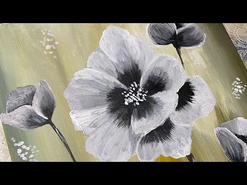 ASMR| Relaxing Acrylic Painting. Abstract Flowers.