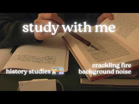 study with me📚history studies, 1 hour study asmr | no talking, no music, background fire crackling