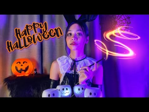 ASMR Bunny Ghost Does Your Makeup with The Wrong Props 🎃
