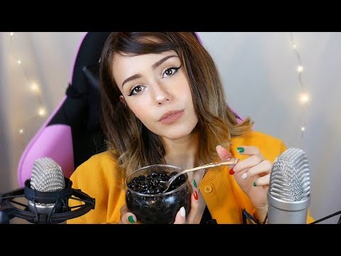 ASMR INTENSE EATING Tapioca Pearls ~ Boba Mukbang ~ Soft/squishy, Sticky + Whispering Sounds ~