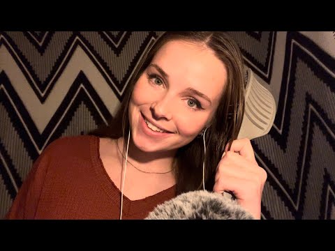 ASMR✨ hair brushing, hair sounds, face brushing and tracing💆‍♀️🌙⚡️🌼