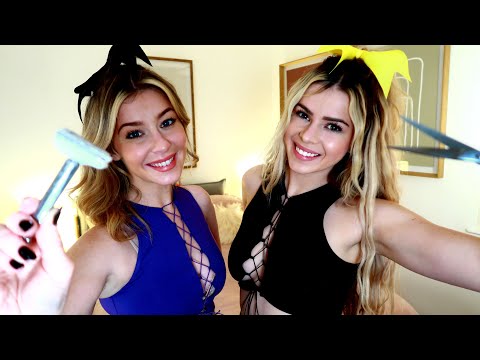 ASMR GIRLS NEXT DOOR GROOM YOU (Shave, Haircut, Pampering)