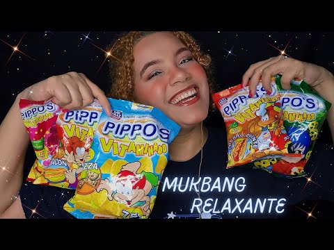 ASMR COMENDO SALGADINHO 😍 (MUKBANG) | PIPPO'S Vitaminados 🤤