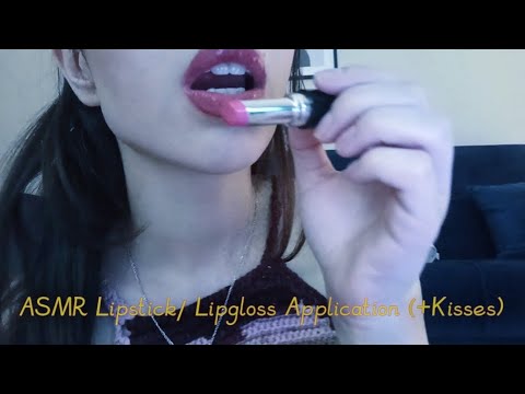 ASMR Lipstick / Lipgloss Application (+ Kisses)