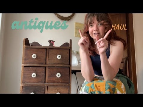 asmr flea market/antique furniture JACKPOT, sewing table & more!!! (being excited for 42 min) ✨🌻🌷🪡🧵💕