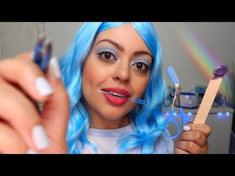 ASMR| 🌈The ROYGBIV Spa - BLUE EDITION 💙 Brow Grooming & Eye Care (PERSONAL ATTENTION, Layered Sound)