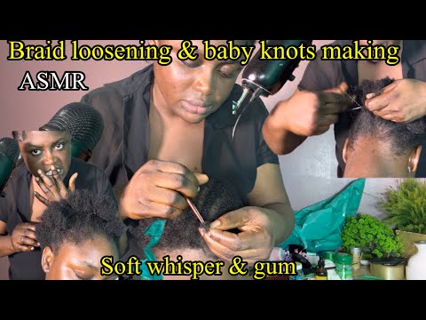 Asmr✨Braid loosening & Baby knots making on my sister for relatable relaxation