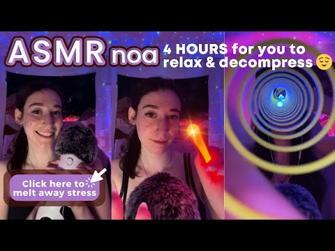 Whispering, Tapping, Relaxing Triggers+ | 4 HOURS of ASMR to help you sleep💕| live #204