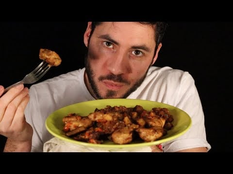 ASMR dégustation de mon poulet Vesuvio - Mukbang