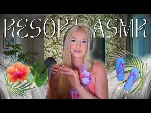 ASMR Tropical Resort Check-In 🌴🌺 (roleplay, whispered, water trickling sounds)
