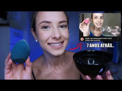 ASMR REPRODUZINDO MEU PRIMEIRO VÍDEO DE ASMR (me maquiando)