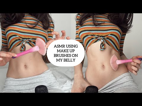 ASMR Using Makeup Brushes On My Belly (tracing, soft sounds, bristles etc. )