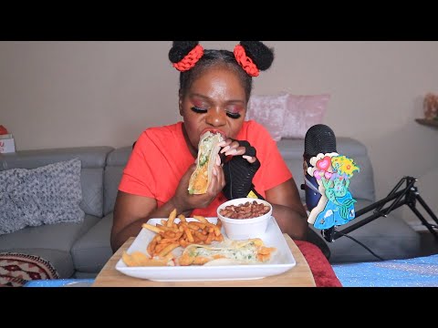 Louisiana Fried Chicken Fish Tacos ASMR Eating Sounds