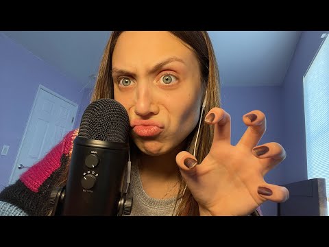 ASMR FAST AND AGGRESSIVE/ Hand sounds, wet mouth sounds, dry mouth sounds, scratching, rambling, etc