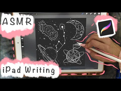 ASMR - Inaudible whispers & iPad Writing Sounds - Space doodles in Procreate (Pt 2)