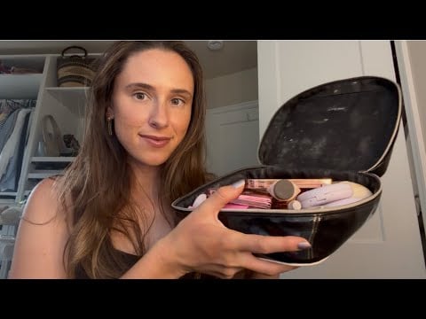 ASMR rummaging through my makeup bag (tapping + mouth sounds) 