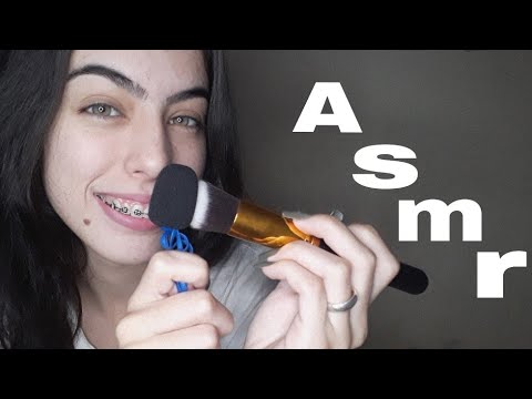 *Asmr* pincel na tela e no microfone+ sons de boca