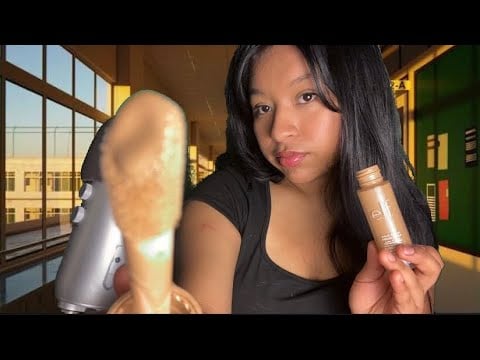 ASMR pov your a new school transfer and I touch up your makeup💄💋