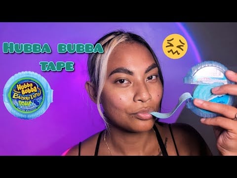ASMR Chewing Hubba Bubba Sour Raspberry Tape , Gum Chewing , Bubblegum