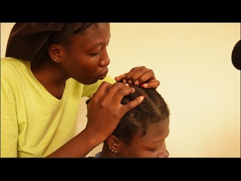 ASMR Attentive Hair Parting, Cornrow Takedown,  Scalp Blowing & Massage 💆‍♀️