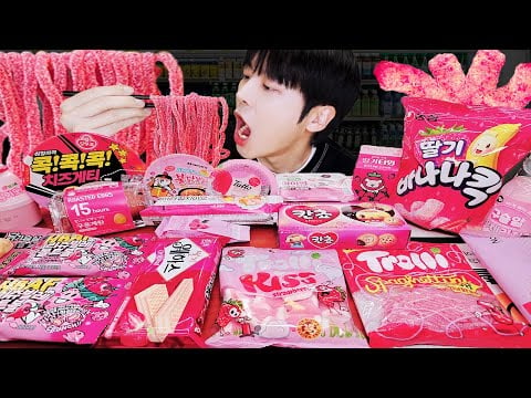 ASMR MUKBANG | 편의점 갤럭시 꿀젤리 핑크 디저트 아이스크림 먹방 & 레시피 DESSERT GALAXY HONEY JELLY CANDY