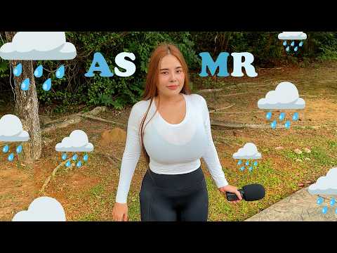 ASMR at the Public while raining 🌧️ with Umbrella ☂️☔︎ triggers ,mouth sounds