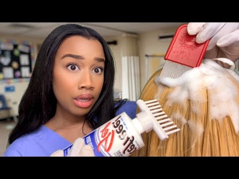 ASMR School Nurse Lice Check BUT The Nurse Has Lice Too 😳🪲  Lice Check Removal Role-play