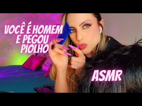 "HOMEM COM PIOLHOS"? TIRANDO ESSES PEQUENOS INVASORES DA SUA CABEÇA - ASMR