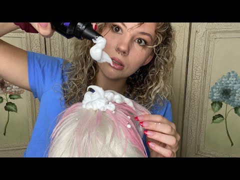 ASMR Chaotic Haircut, Hair Dye & Styling Massage 💆‍♀️(mic scratching)