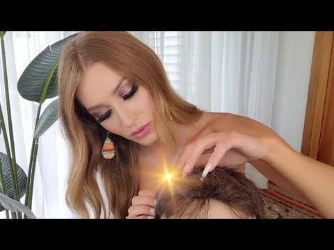 ASMR Hair Trim & Hot Oil Scalp Massage💆‍♂️✨️(w/ long nails & gum chewing)