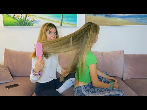 ASMR TWINS Brushing Long Hair + Relaxing Catch up