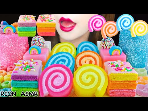 【ASMR】JELLY ROLL UPS,POP CAKE,MARSHMALLOW CEREAL,CRUNCHY MARSHMALLOW MUKBANG 먹방 EATING SOUNDS