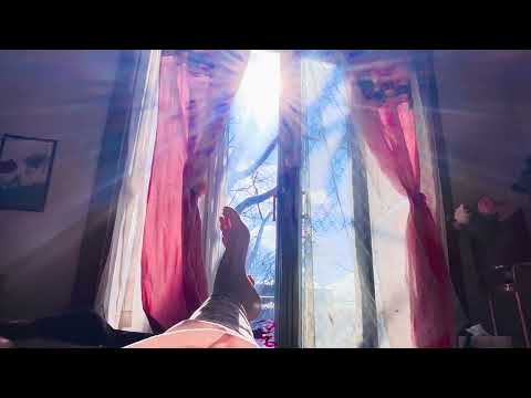 ASMR bare feet relaxing in sun deep sighing relaxing