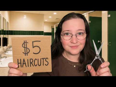 ASMR $5 Haircut in School bathroom ✂️✨