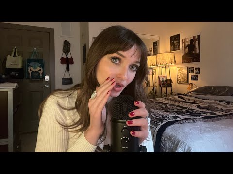 ASMR Up Close Whispers/Rambles, Fabric Scratching, Collarbone Tapping, Hair play