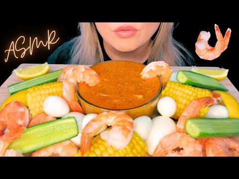 ASMR SEAFOOD BOIL SHRIMP MUKBANG 먹방 W/@MonicaASMR CREAMY GARLIC SAUCE | EATING SOUNDS