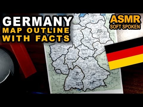 ASMR - Drawing GERMANY map outline and best known facts explained for each state | Soft Spoken