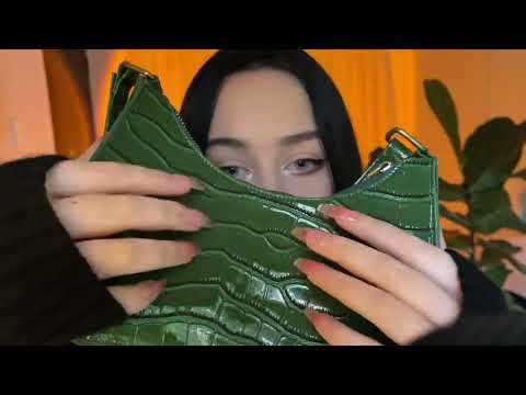 *one minute asmr* textured handbag tapping & scratching (no talking)