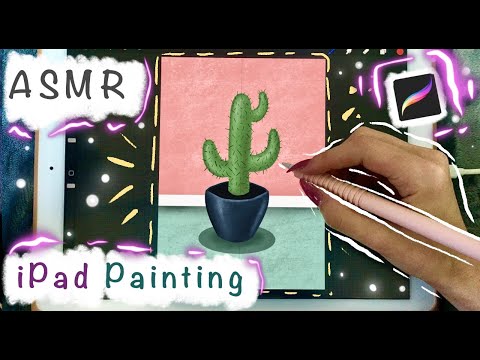 ASMR - inaudible whispering & iPad writing sounds while painting in Procreate 🌙