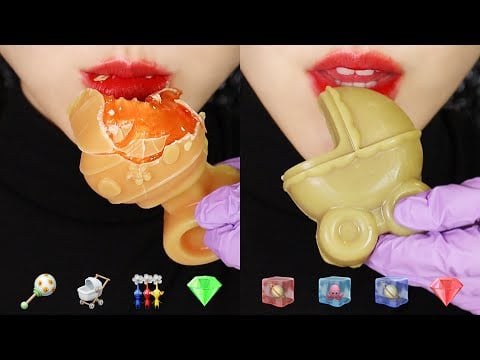FROZEN WAX CANDY ASMR UNDRIED SILKY GEM ASMR MUKBANG ASMR 👶 EMOJI FOOD ASMR