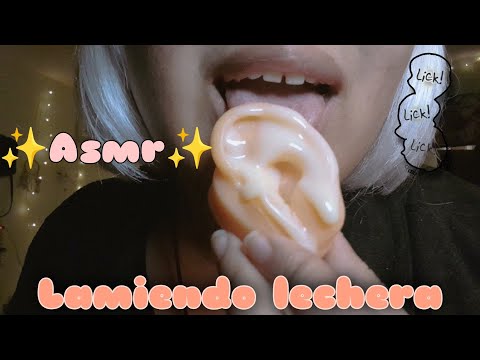 ASMR ESPAÑOL ♡ LAMIENDO LECHE CONDENSADA (LECHERA) | LAMIENDO TUS OREJITAS